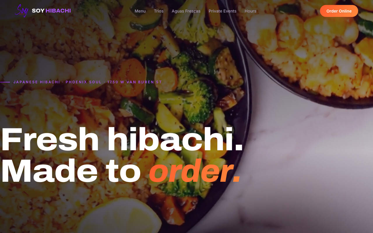 The new Soy Hibachi website